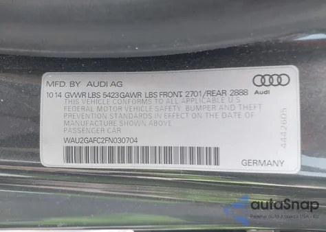 2015 Audi A7 3.0T Premium Plus z USA, uszkodzony, nr VIN WAU2GAFC2FN030704